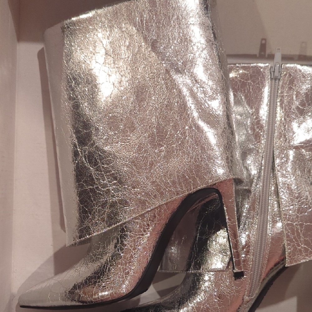 INC International Concepts Silver Heeled Boots with Stiletto Heel